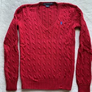 Ralph Lauren Sport Cable Knit V Neck Sweater